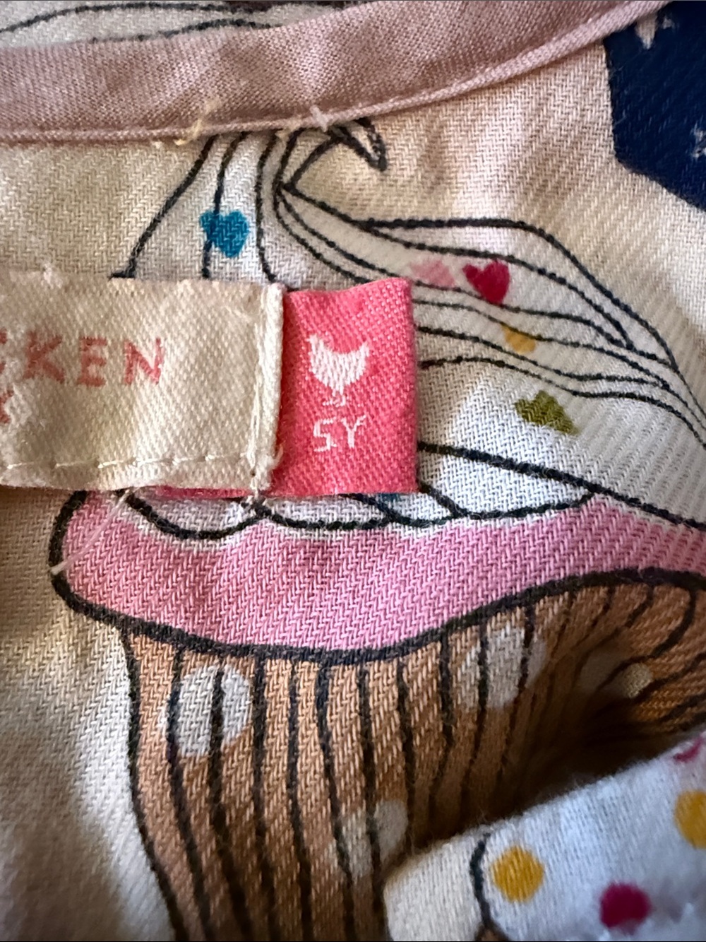 Pink Chicken Girls 5Y Cupcake Dessert Print Long Sleeve Dress Cream Pink - Picture 9 of 9